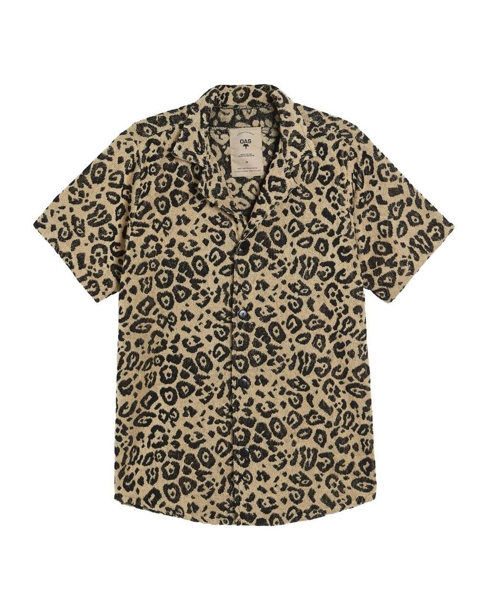 OAS Men’s Leo Short Sleeve Terry Shirt Leopard Print Size XL